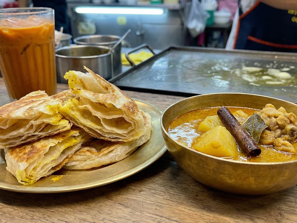Southern Muslim Roti with Curry (Roti Kaeng โรตีแกง) - Chef Fai