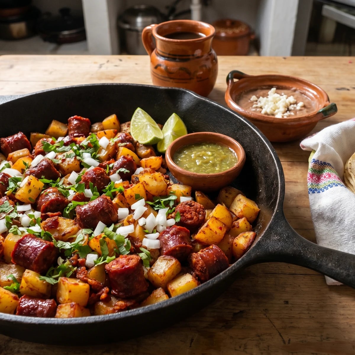 Longaniza de Toluca con Papas