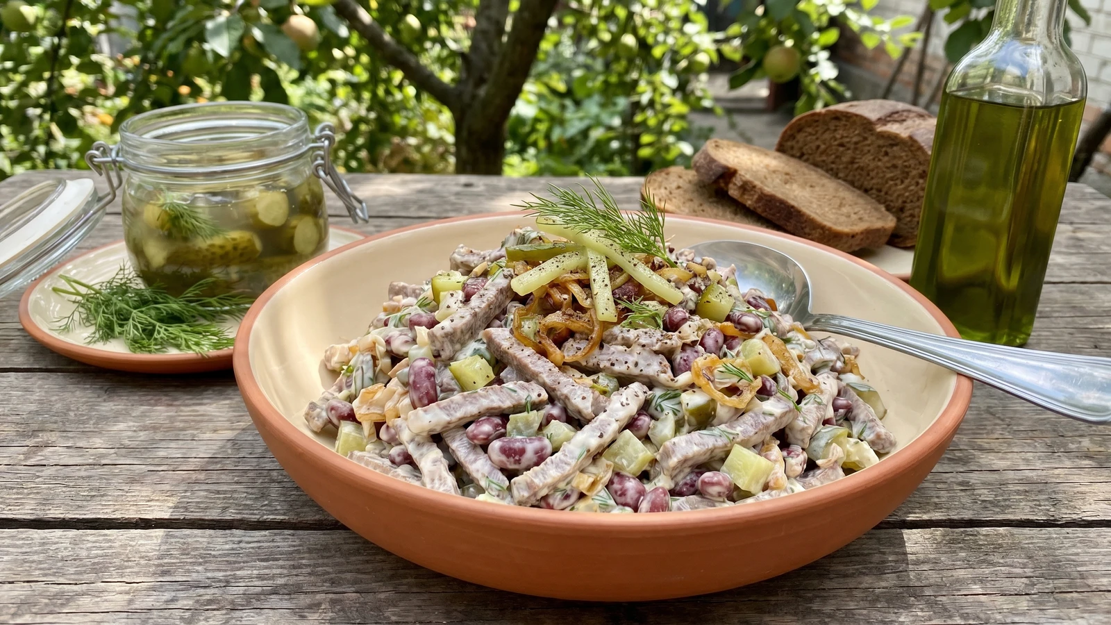 Cholovichyi Salat (чоловічий салат, men's beef salad)