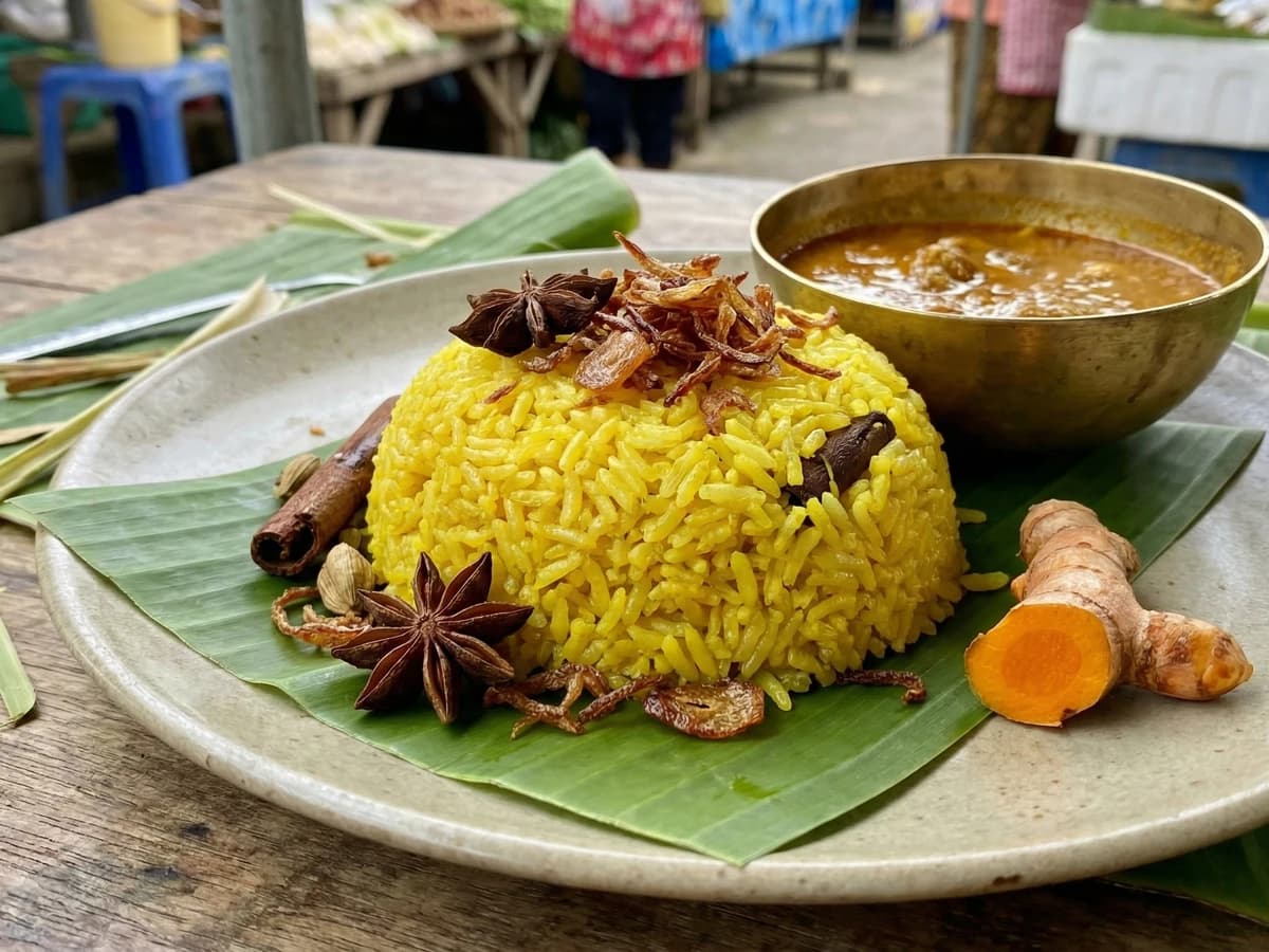 Southern Yellow Turmeric Rice (Khao Kunyit) - Chef Fai