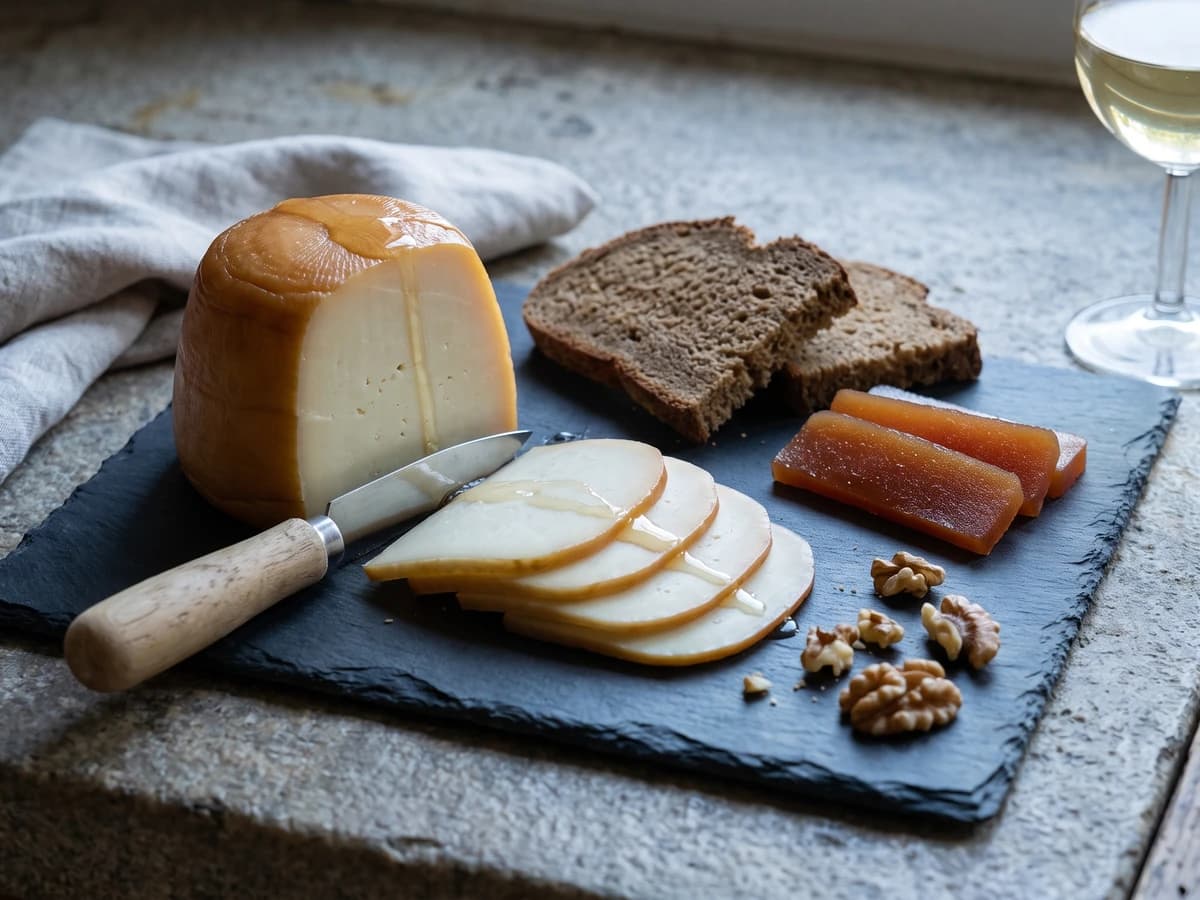 San Simon da Costa with Rye Bread and Quince - Chef Isabel