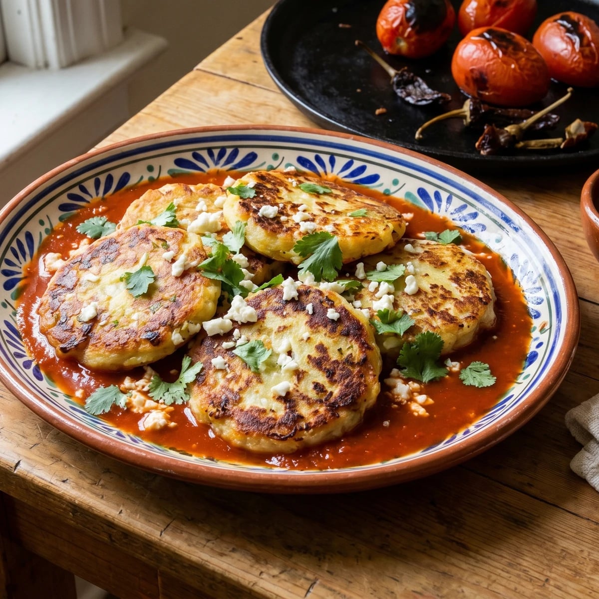 Tortitas de Papa Poblanas en Caldillo de Jitomate