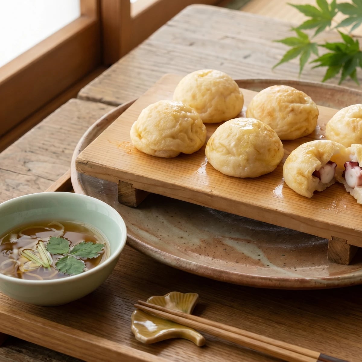 Akashi-yaki (明石焼き, dashi-dipped octopus dumplings)