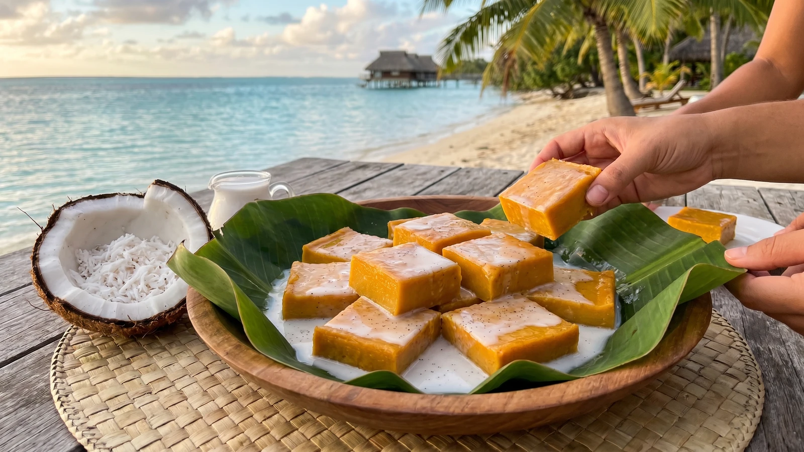 Poʻe Mautini (Tahitian Pumpkin Pudding with Coconut Milk)