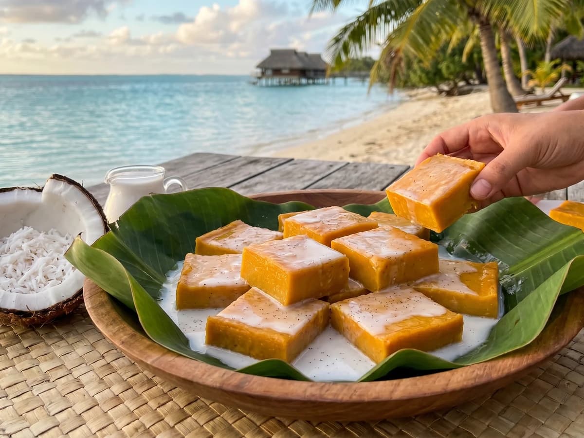 Poʻe Mautini (Tahitian Pumpkin Pudding with Coconut Milk) - Chef Makoa