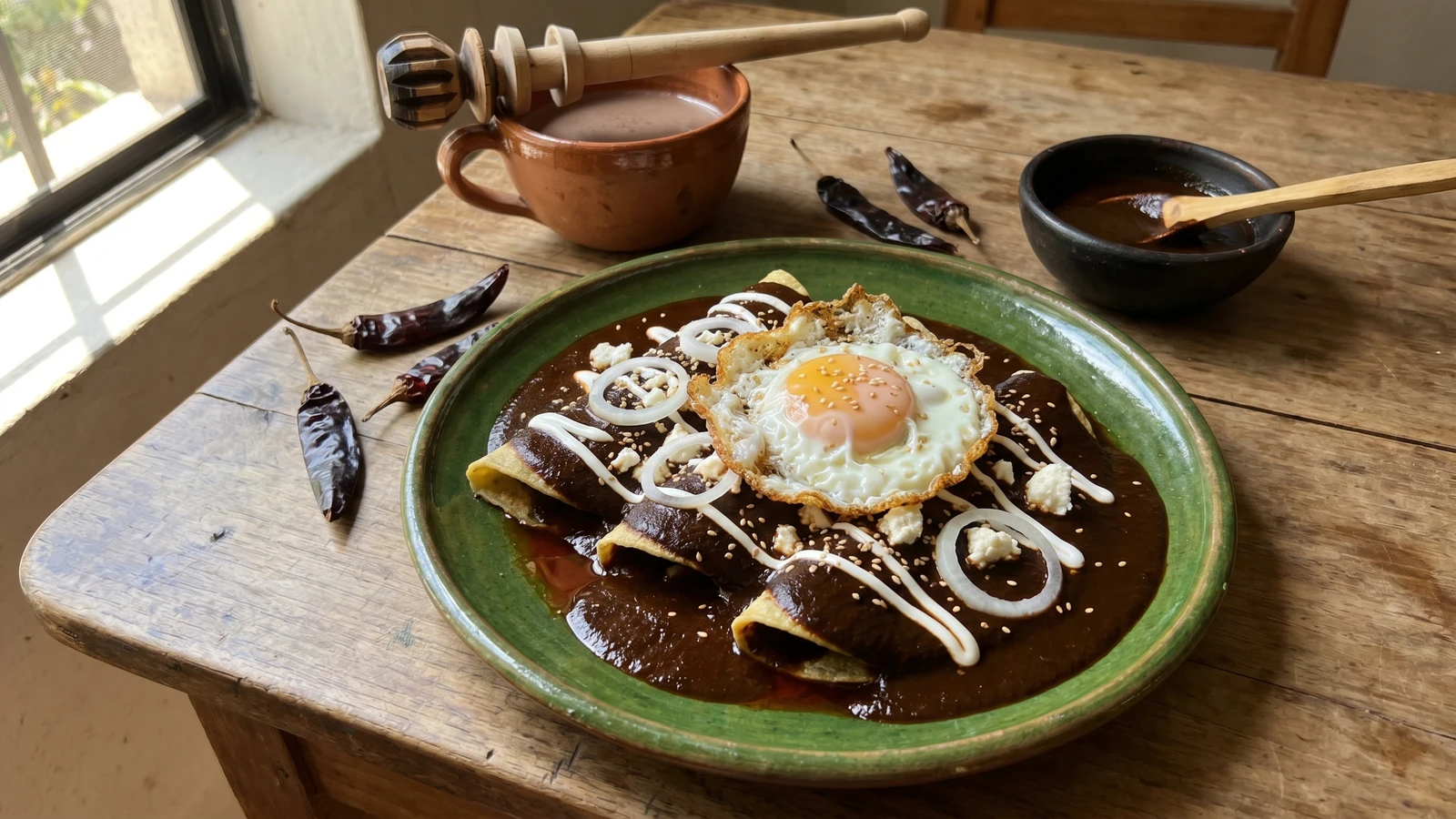 Enmoladas Oaxaqueñas con Mole Negro