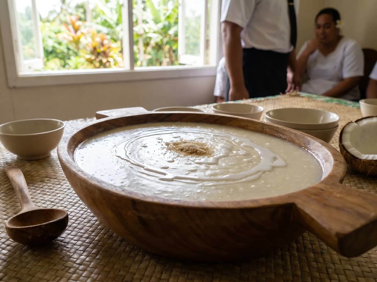 Heu Heu (Tongan Flour and Coconut Porridge) - Chef Makoa