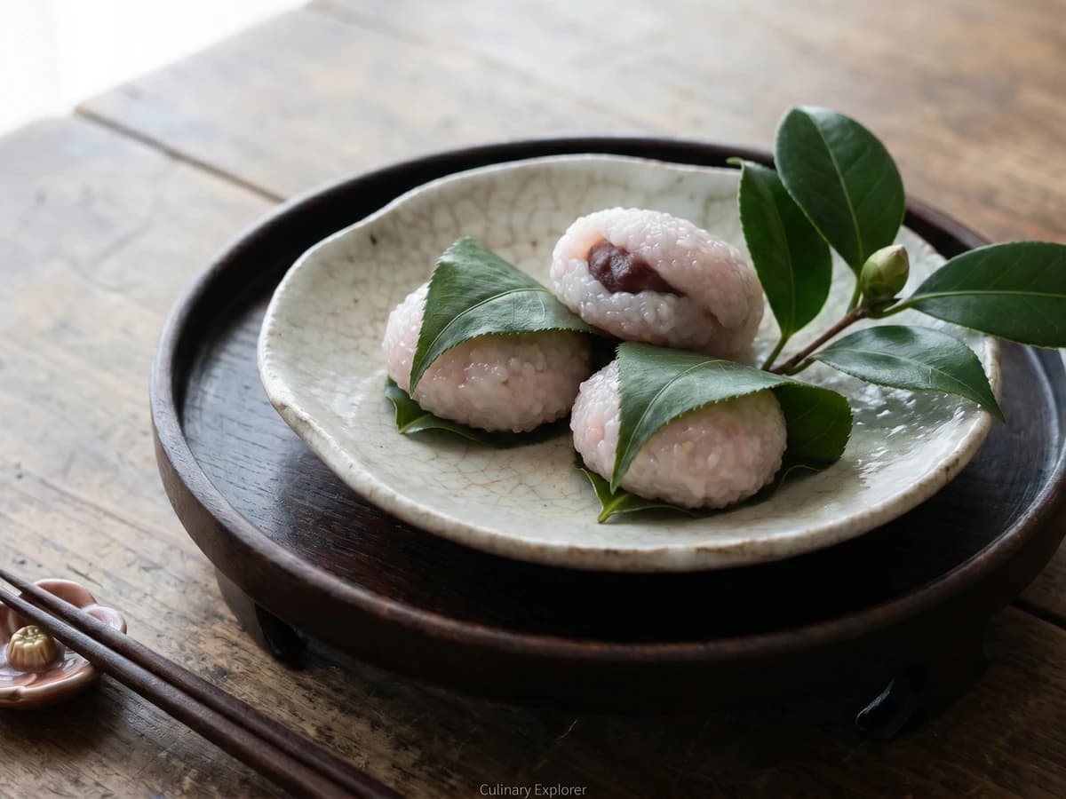 Camellia Leaf Mochi (椿餅, Tsubaki Mochi)