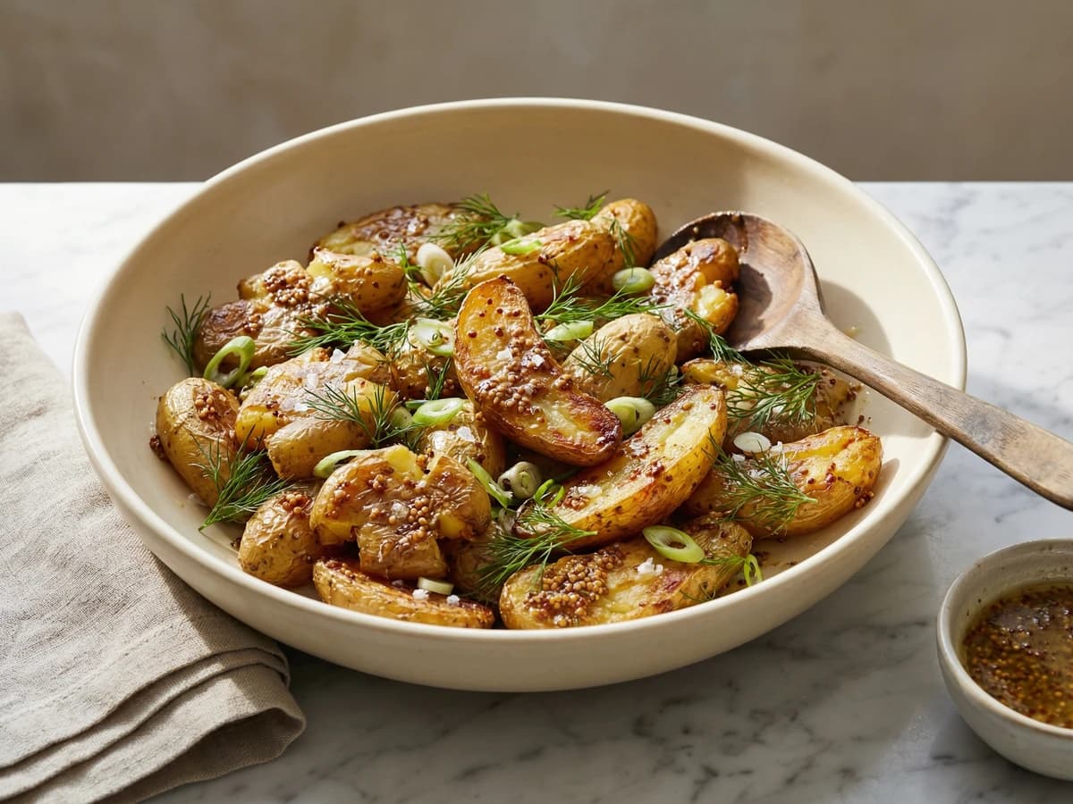 Smashed Fingerling Potato Salad with Whole Grain Mustard - Chef Dean