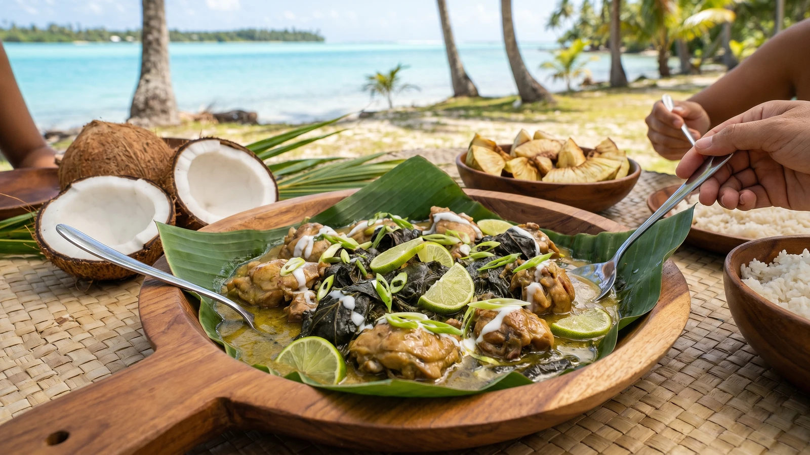 Poulet Fāfā (Tahitian Chicken in Taro Leaves and Coconut Milk)