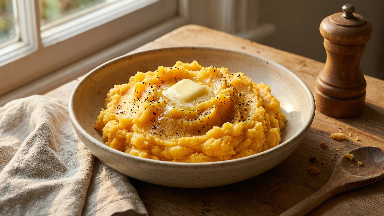Mashed Swede with Butter and Black Pepper