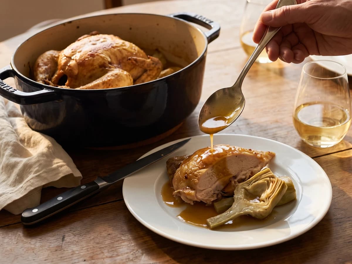 Poulet de Grains aux Fonds d’Artichauts - Chef Juliette
