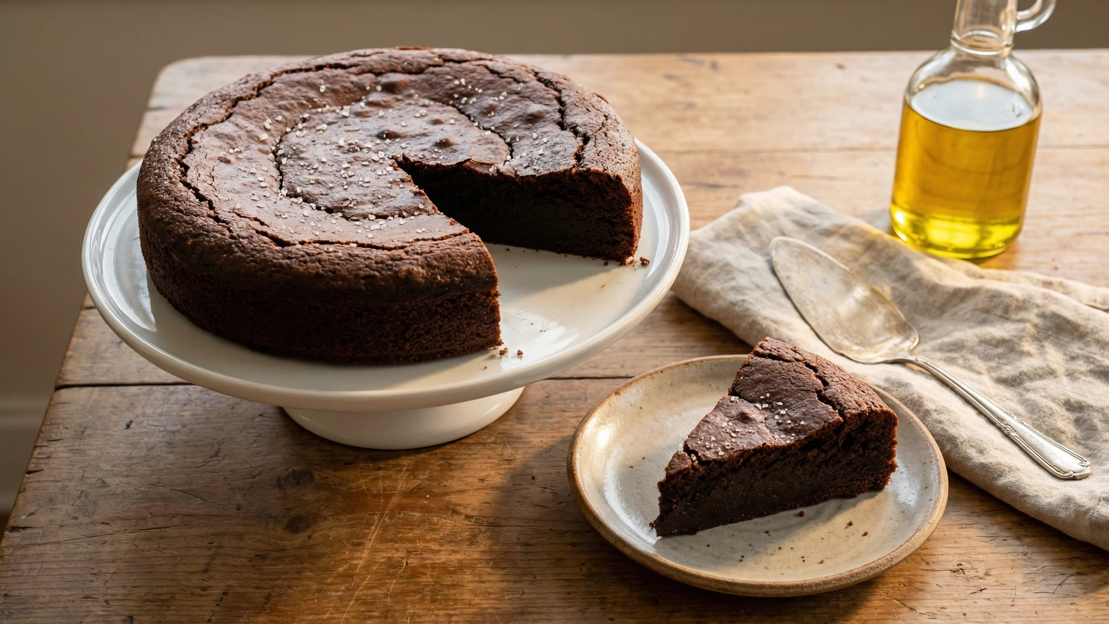 Dark Chocolate Olive Oil Cake with Fleur de Sel