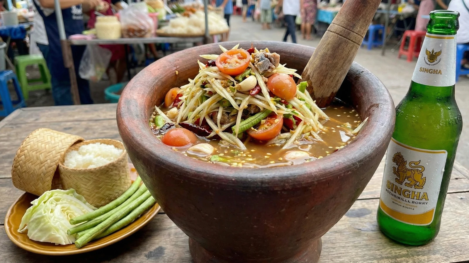 Fermented Fish Papaya Salad (Som Tam Pla Ra)