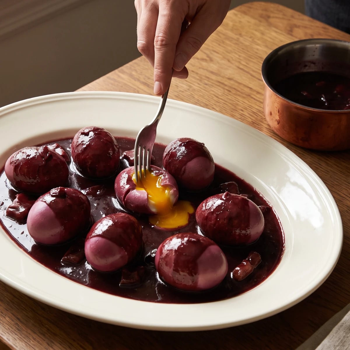 Poached Eggs with Red Wine