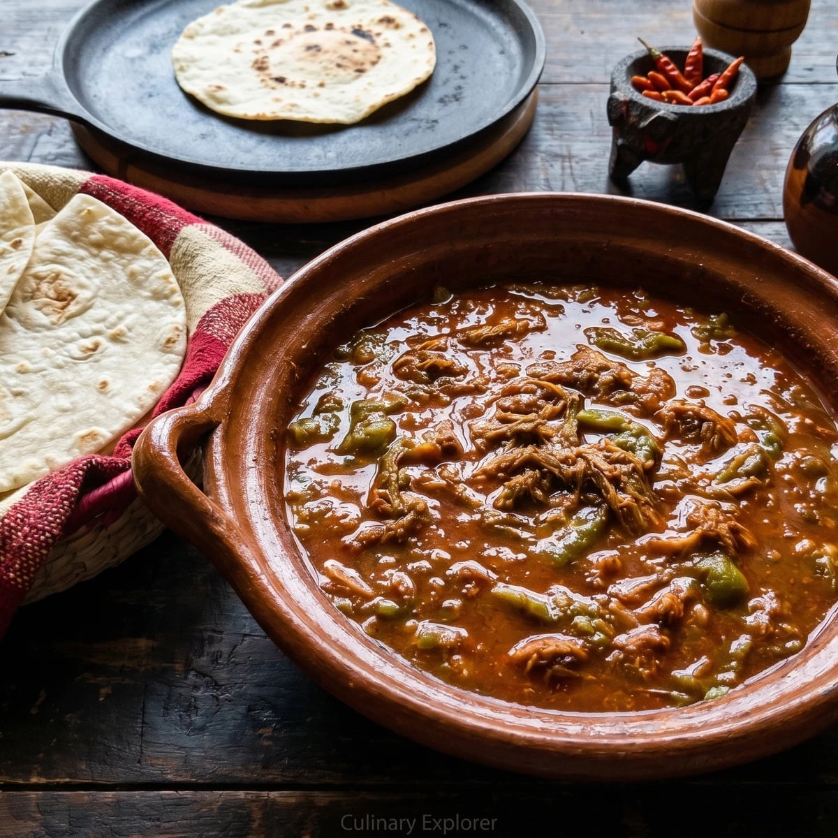 Cazuela de Machaca con Chile Verde Sonorense