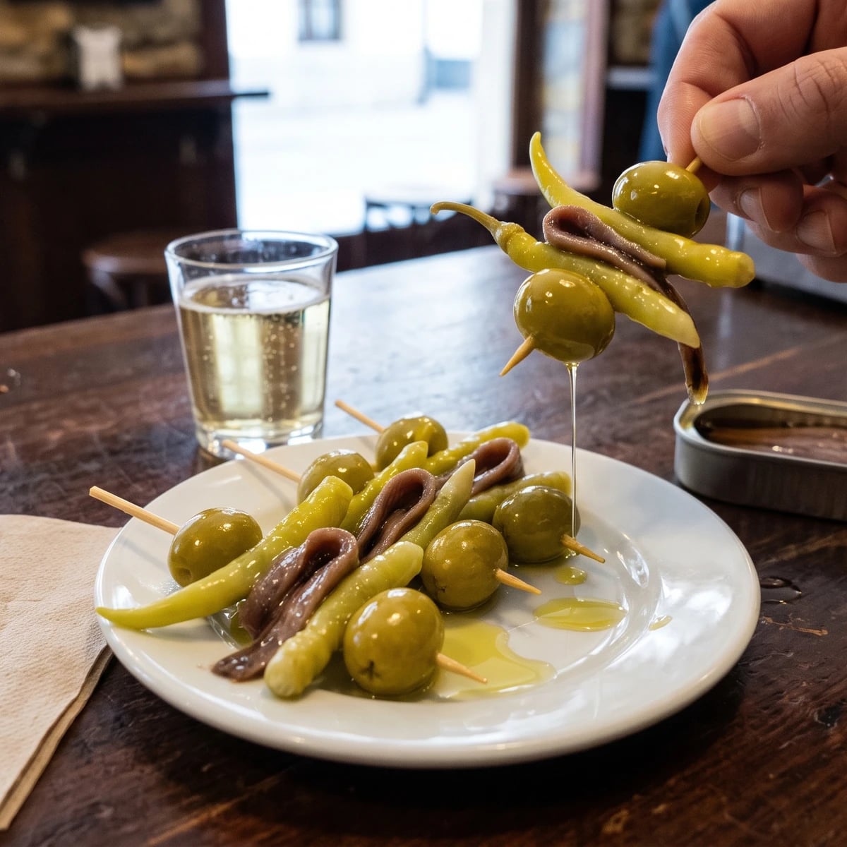 Gilda Basque Anchovy Olive Guindilla Skewer