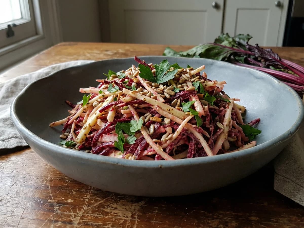 Winter Root Slaw with Parsnip and Beetroot - Chef Thomas