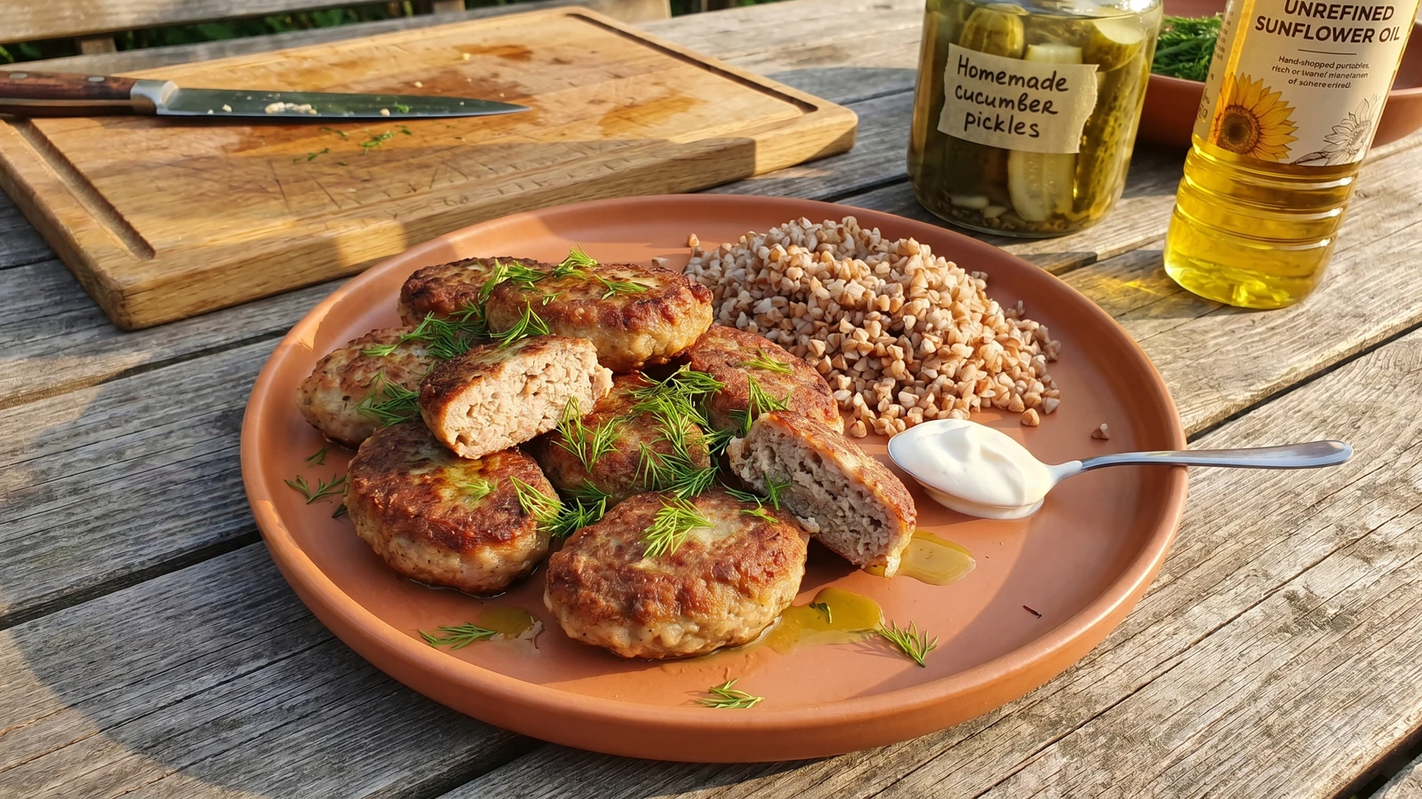 Sichenyky (січеники, hand-chopped pork patties)