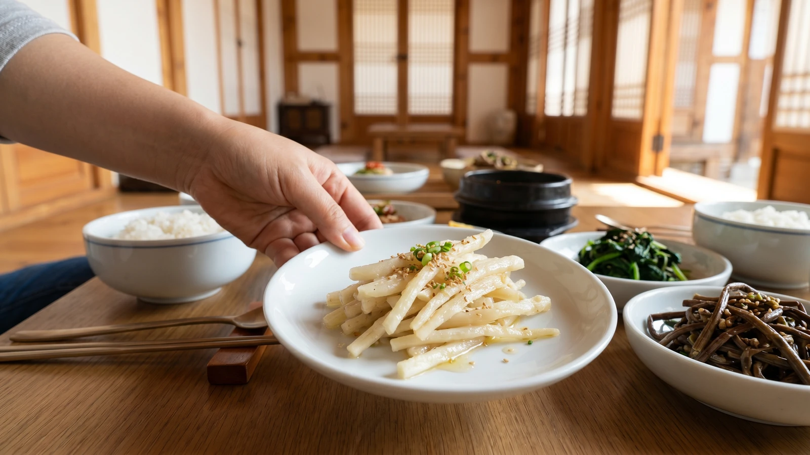 Doraji-namul (Sautéed Bellflower Root)