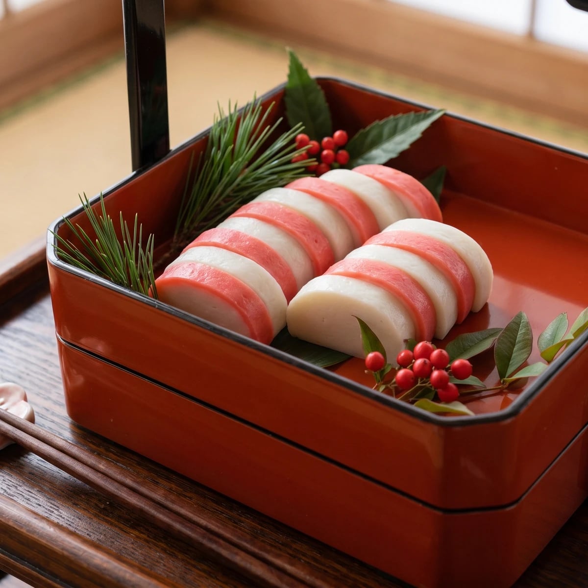 Kōhaku Kamaboko (紅白かまぼこ, red-and-white fish cake)