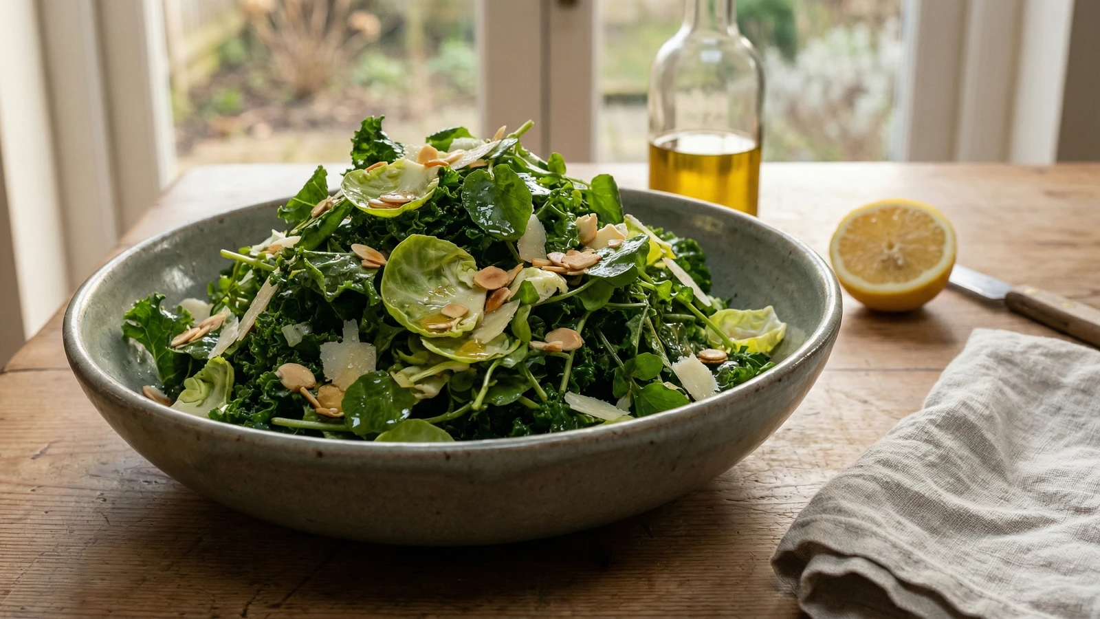 Winter Leaves with Kale, Watercress and Brussels Sprouts