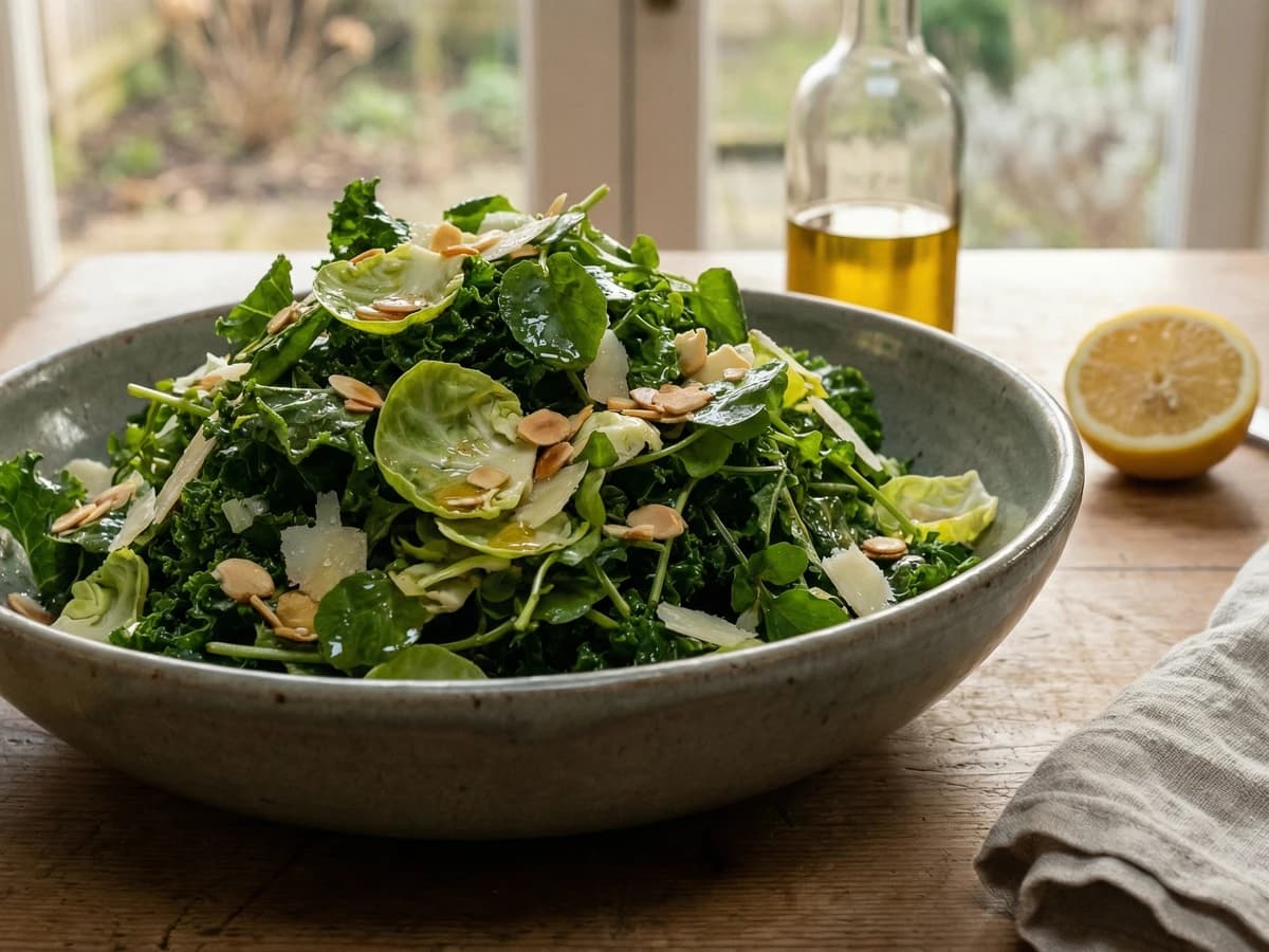 Winter Leaves with Kale, Watercress and Brussels Sprouts - Chef Thomas