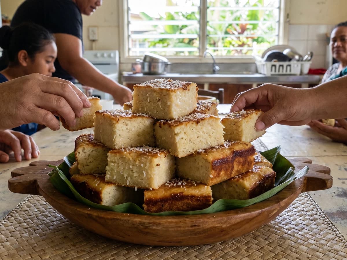 Touʻkutu (Tongan Cassava Coconut Bread) - Chef Makoa