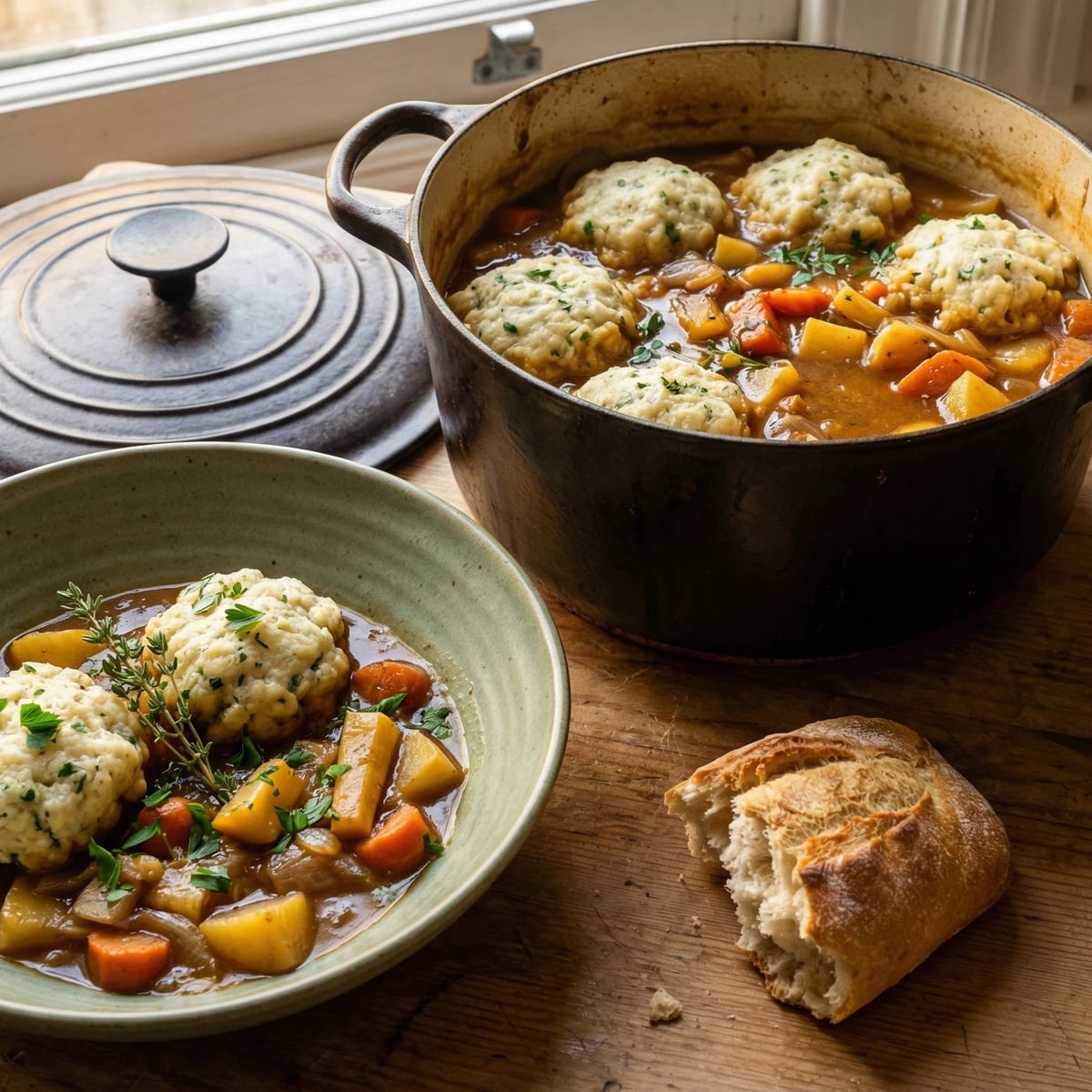 Root Vegetable Stew with Herb Dumplings