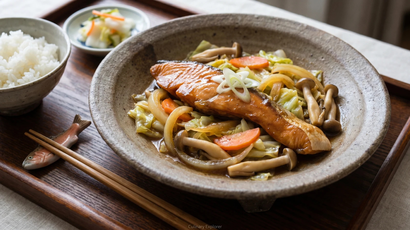 Steam-Grilled Salmon with Miso (ちゃんちゃん焼き, Chan-chan-yaki)