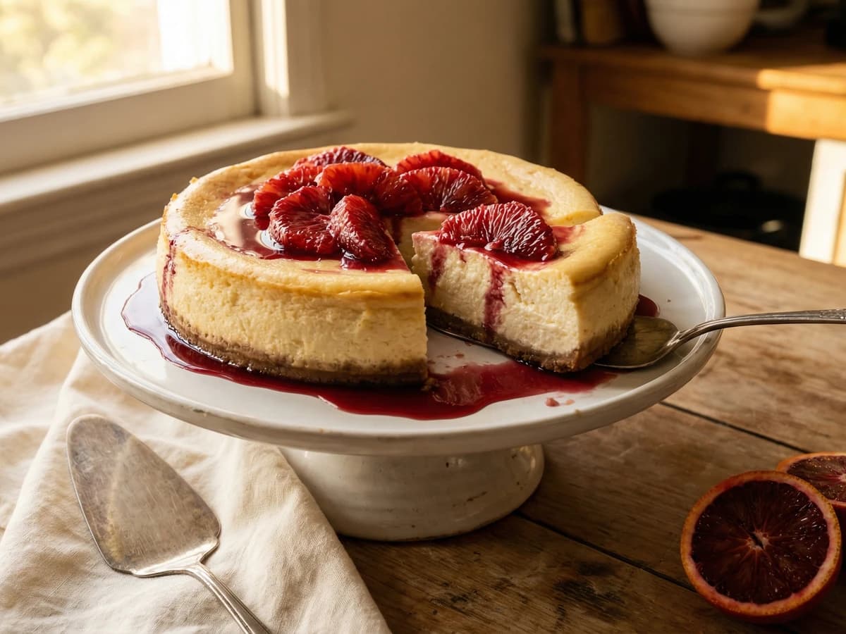 Ricotta Cheesecake with Blood Orange Compote - Chef Ally