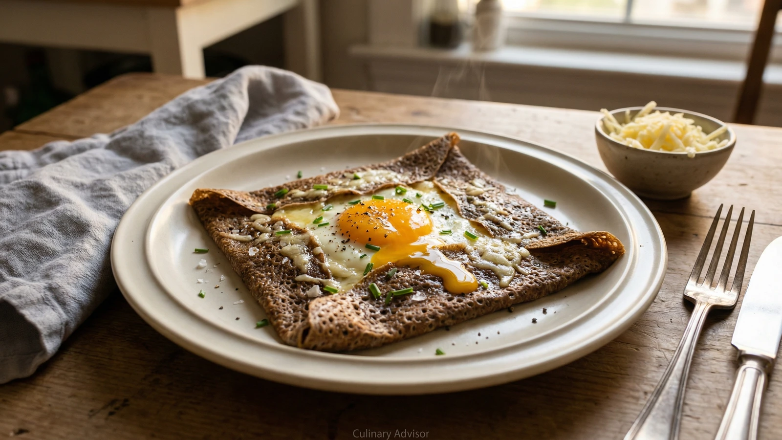 Savory Buckwheat Galettes with Gruyère and Farm Egg