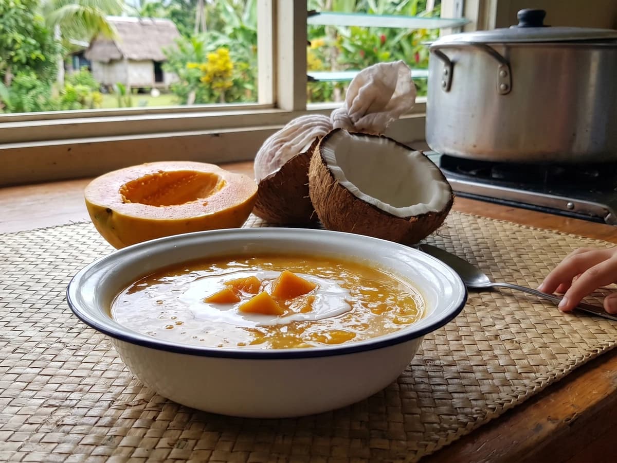 Supoesi (Sāmoan Papaya Soup with Coconut Cream) - Chef Makoa