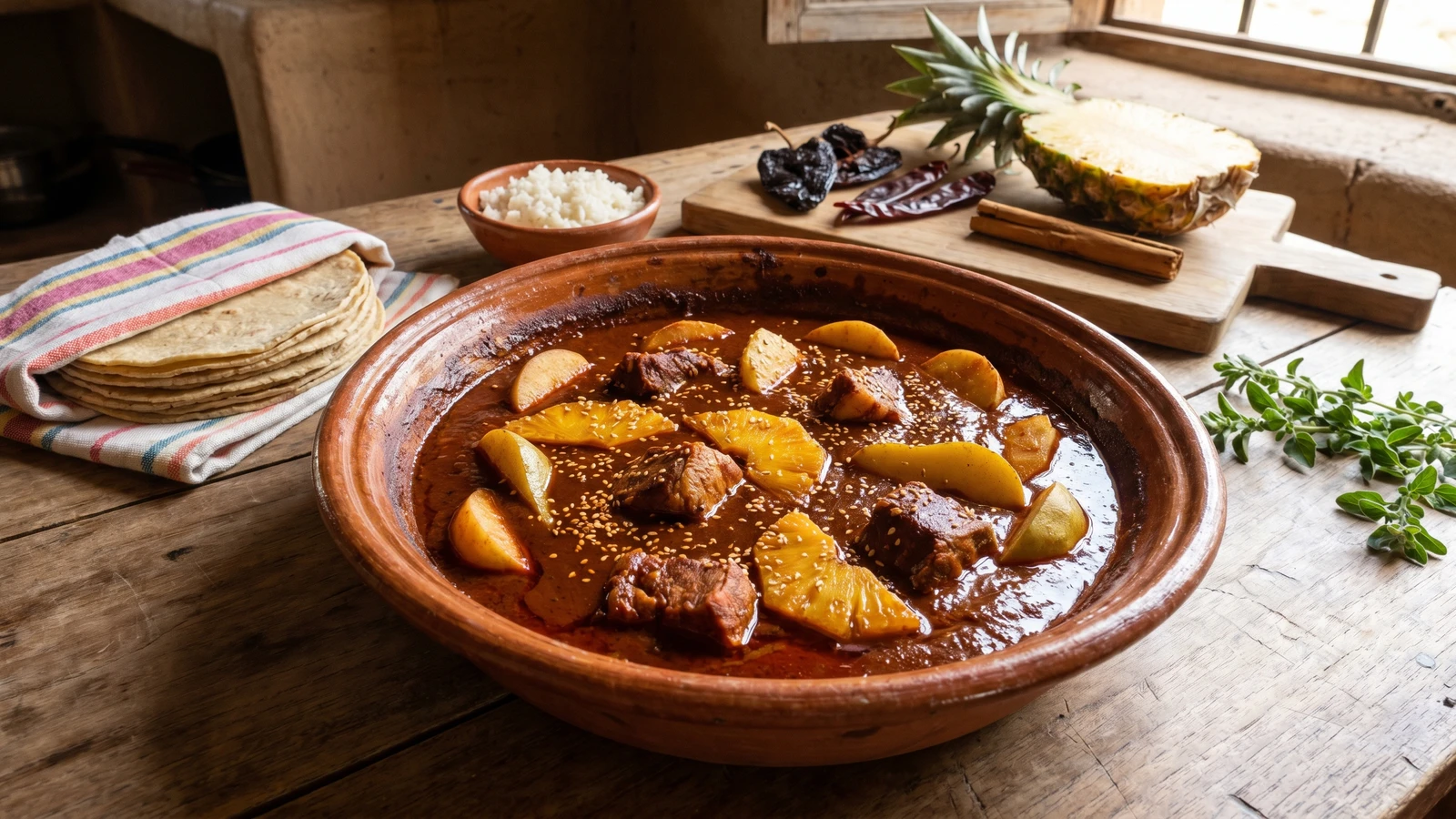 Mole Manchamanteles con Cerdo y Frutas