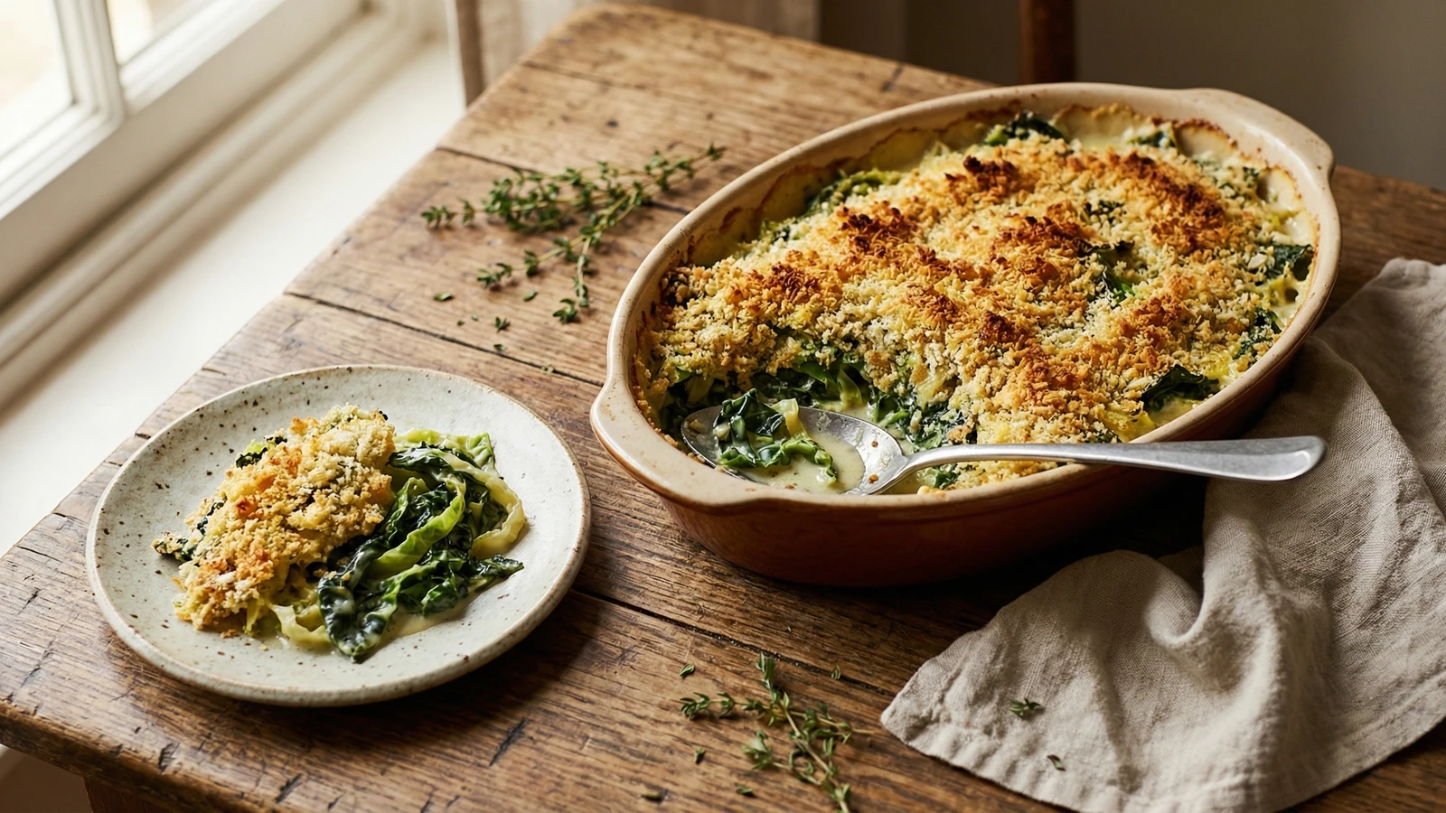 Creamed Savoy Cabbage Gratin