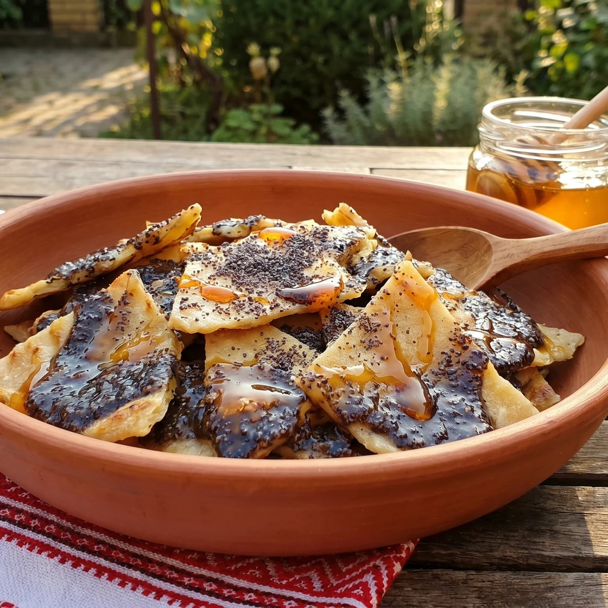 Shulyky (шулики, broken cake in poppy-honey sauce)