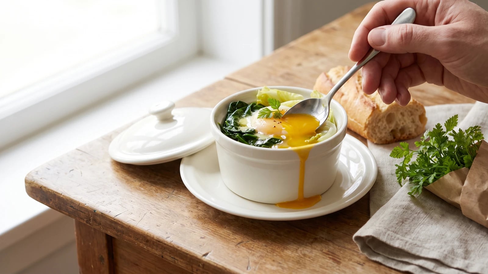 Eggs en Cocotte à la Maraichère