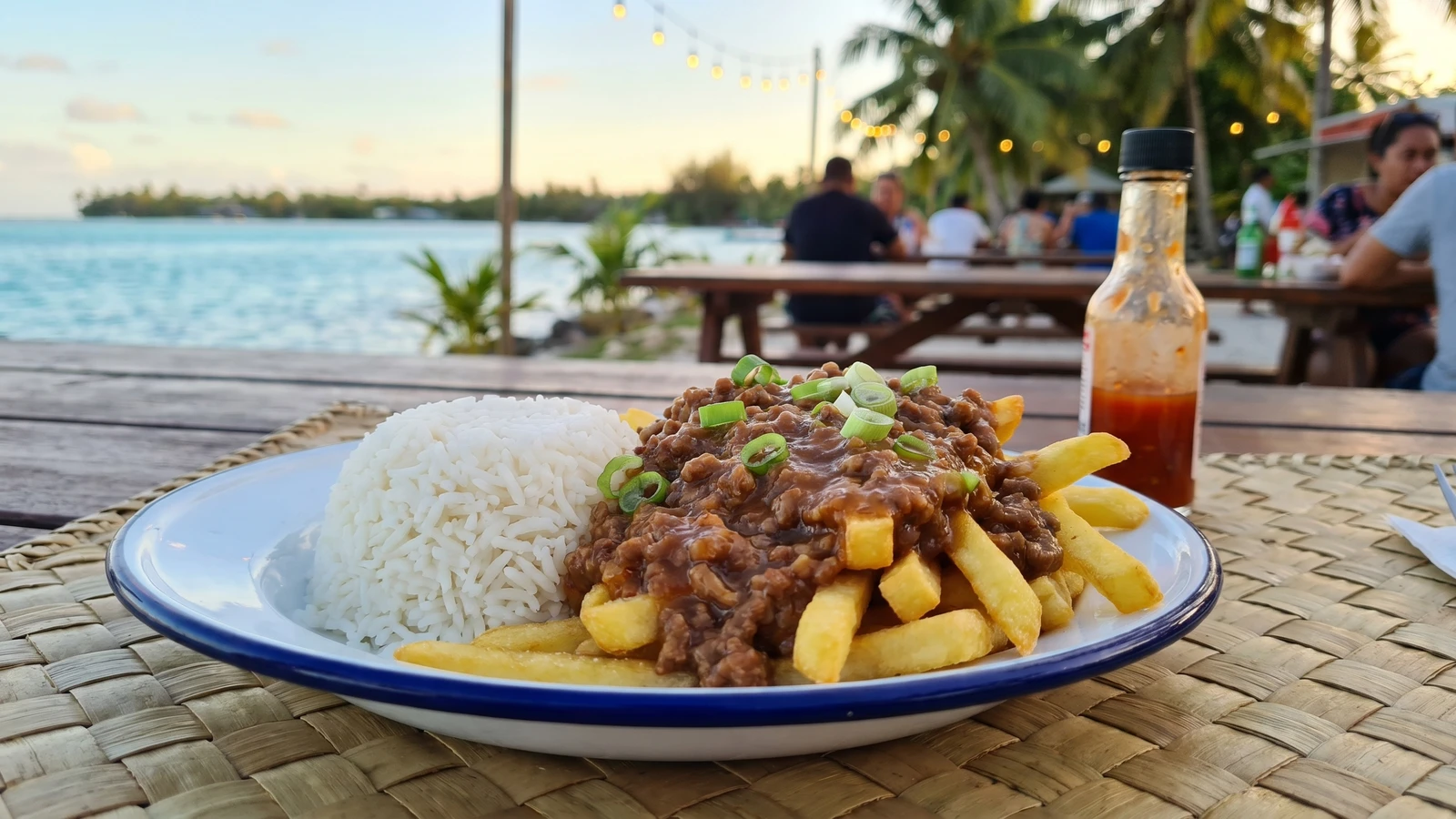Hachis Frites (Tahitian Minced Beef, Fries, and Rice)