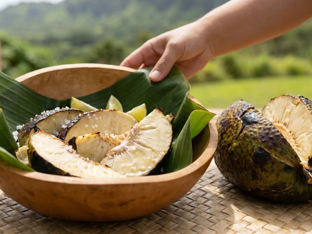 Baked ʻUlu (Hawaiian Roasted Breadfruit) - Chef Makoa