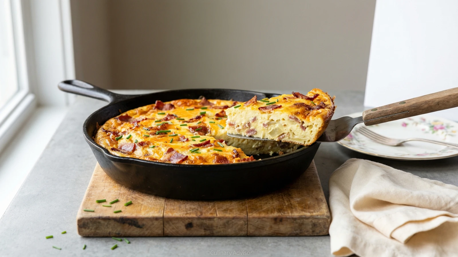 Crustless Bacon and Cheddar Quiche