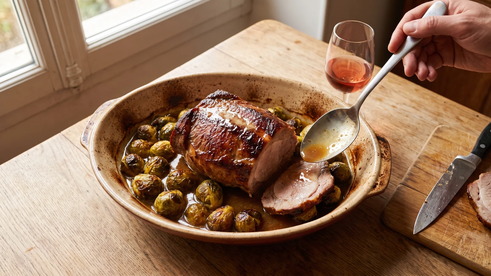 Fresh Neck of Pork with Brussels Sprouts