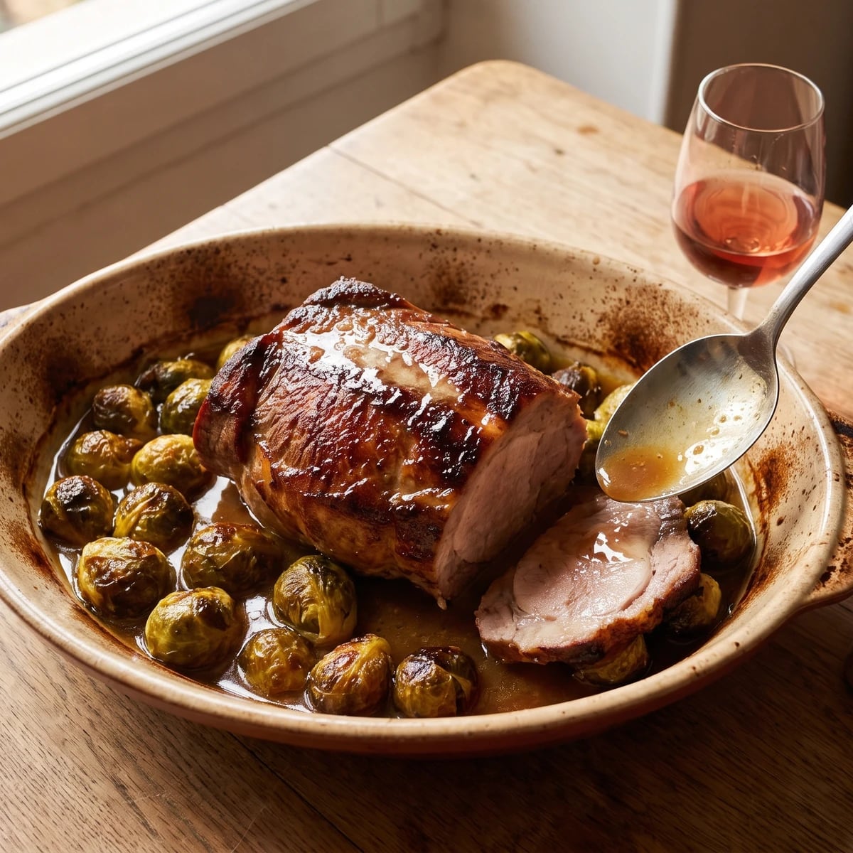 Fresh Neck of Pork with Brussels Sprouts