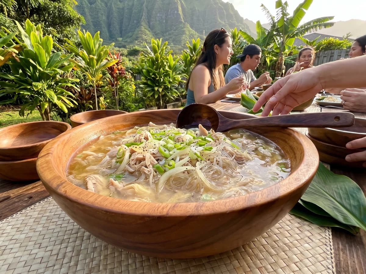 Chicken Long Rice (Hawaiian Ginger Chicken and Glass Noodle Soup) - Chef Makoa