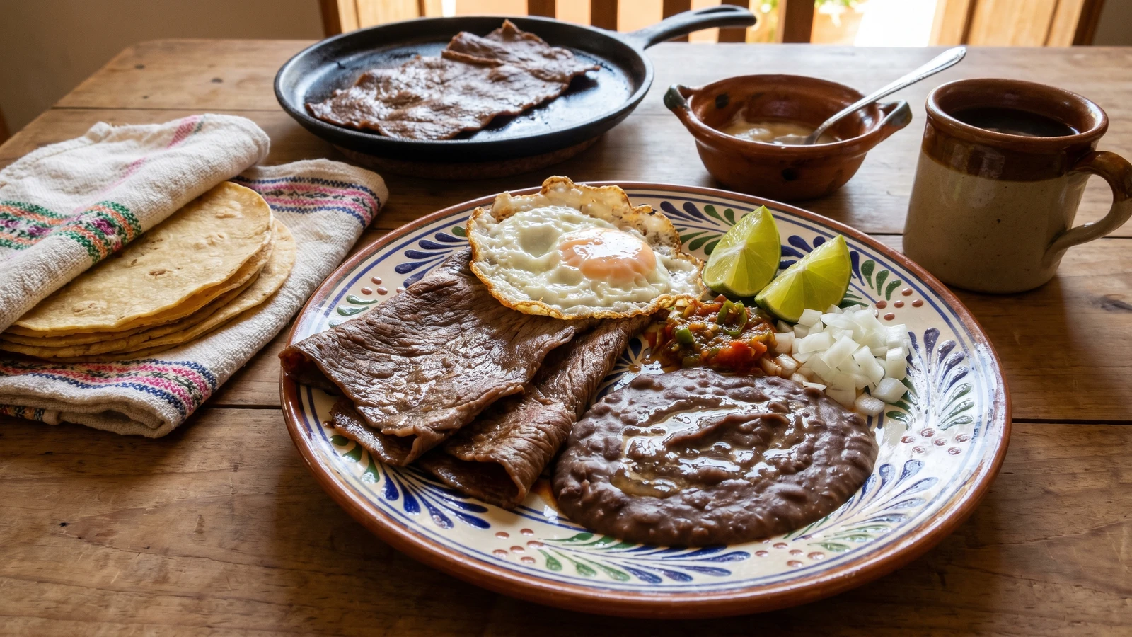 Cecina Potosina con Frijoles y Huevo
