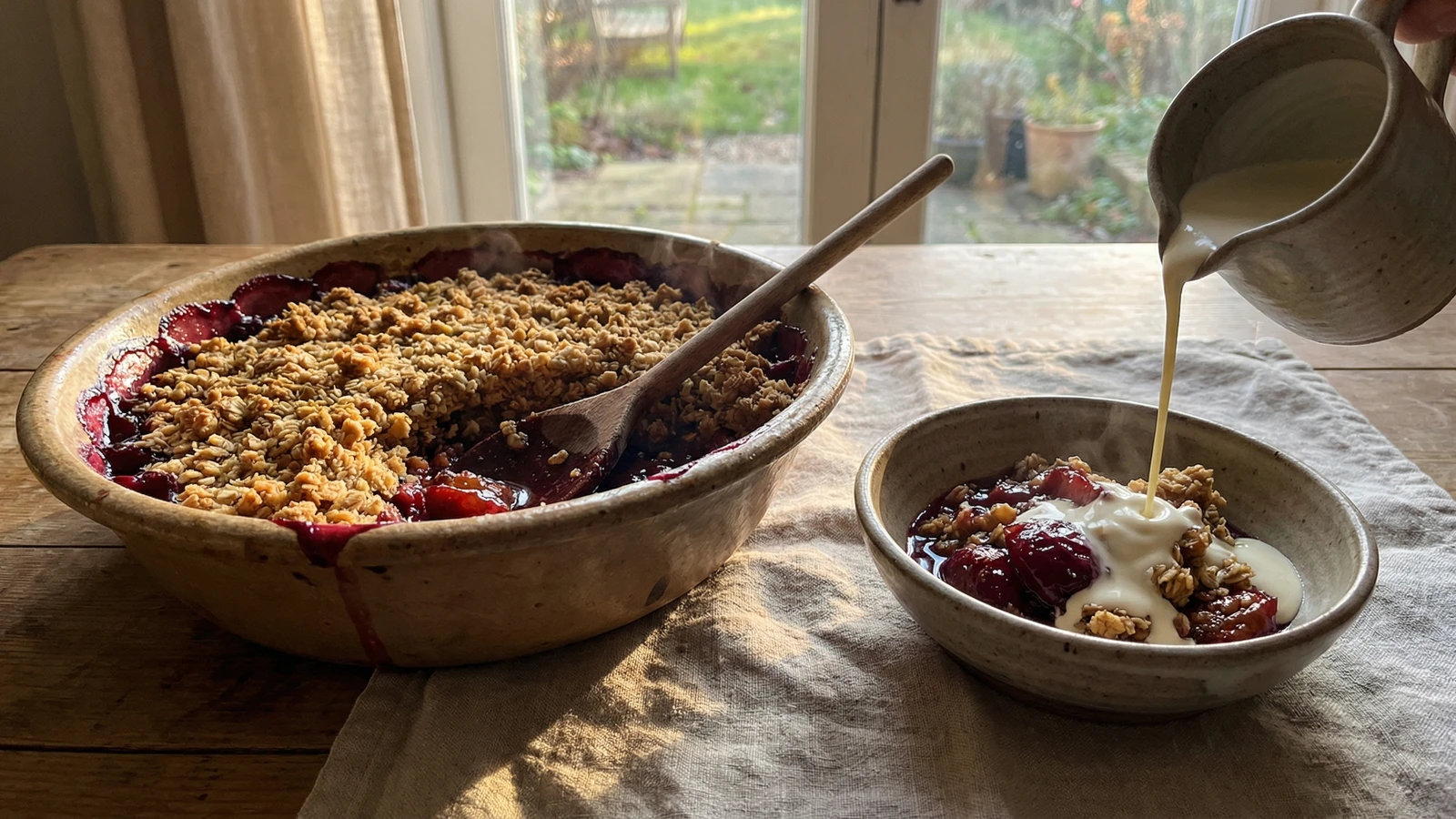 Plum Crumble with Oat Topping