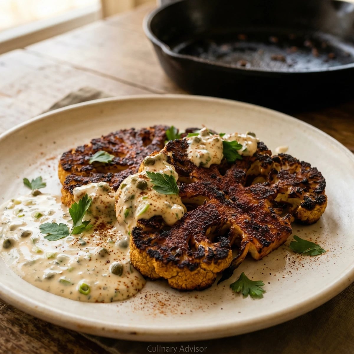 Blackened Cauliflower with Cajun Remoulade