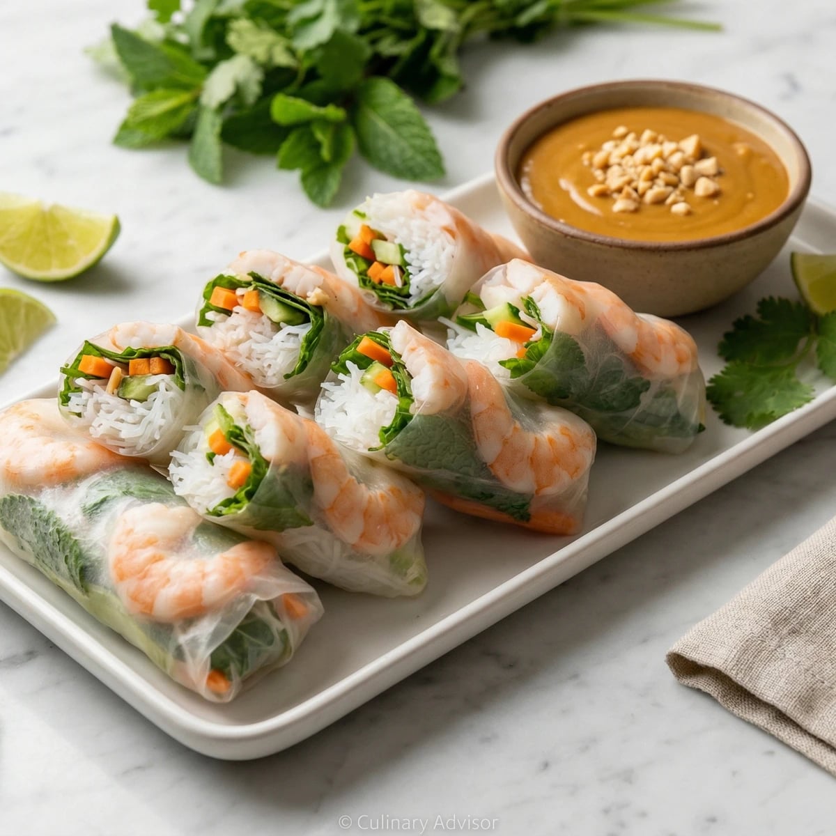 Vietnamese Fresh Spring Rolls with Peanut Dipping Sauce