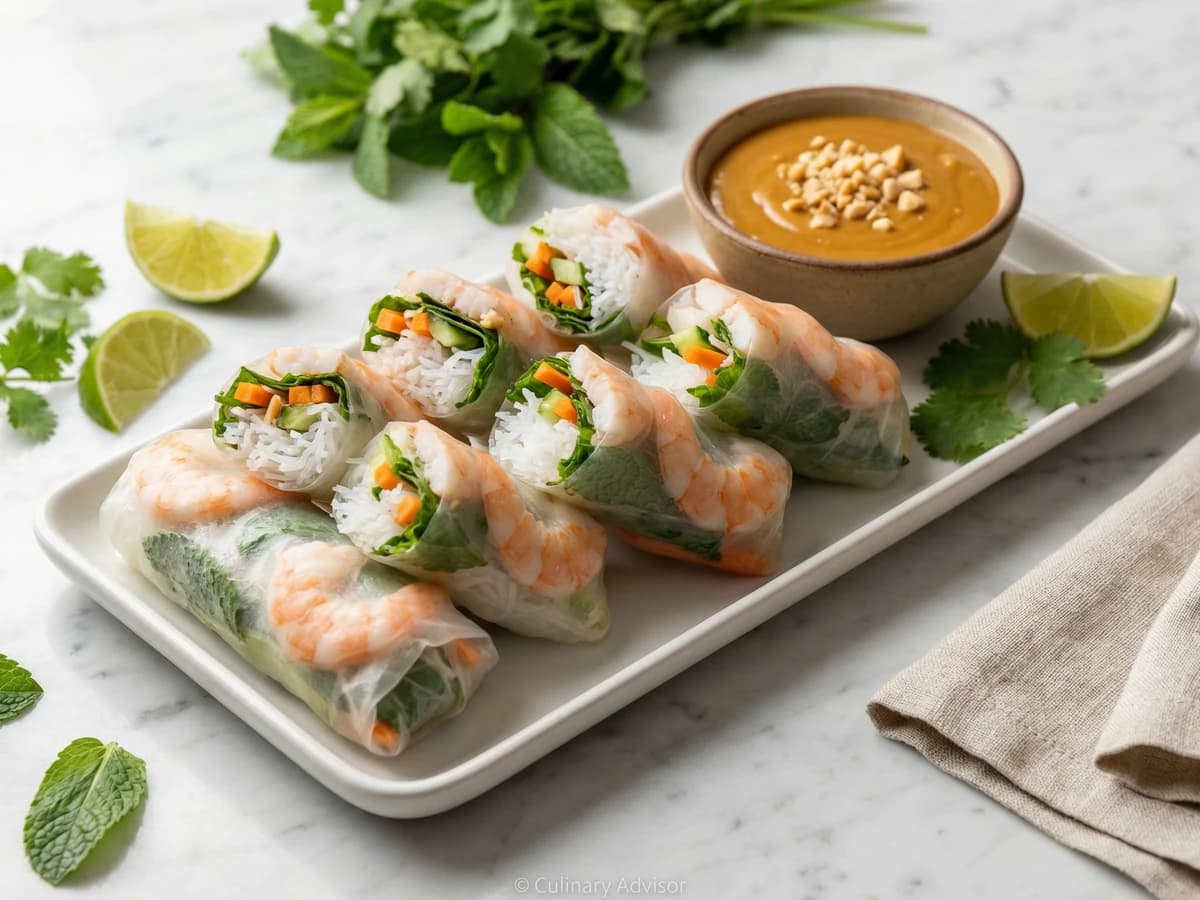 Vietnamese Fresh Spring Rolls with Peanut Dipping Sauce - Chef Dean