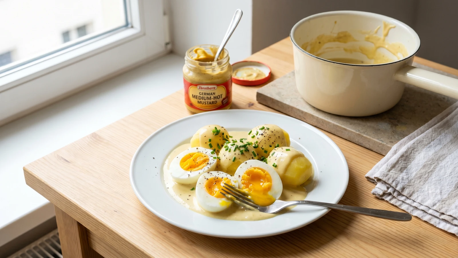 Eier in Senfsoße