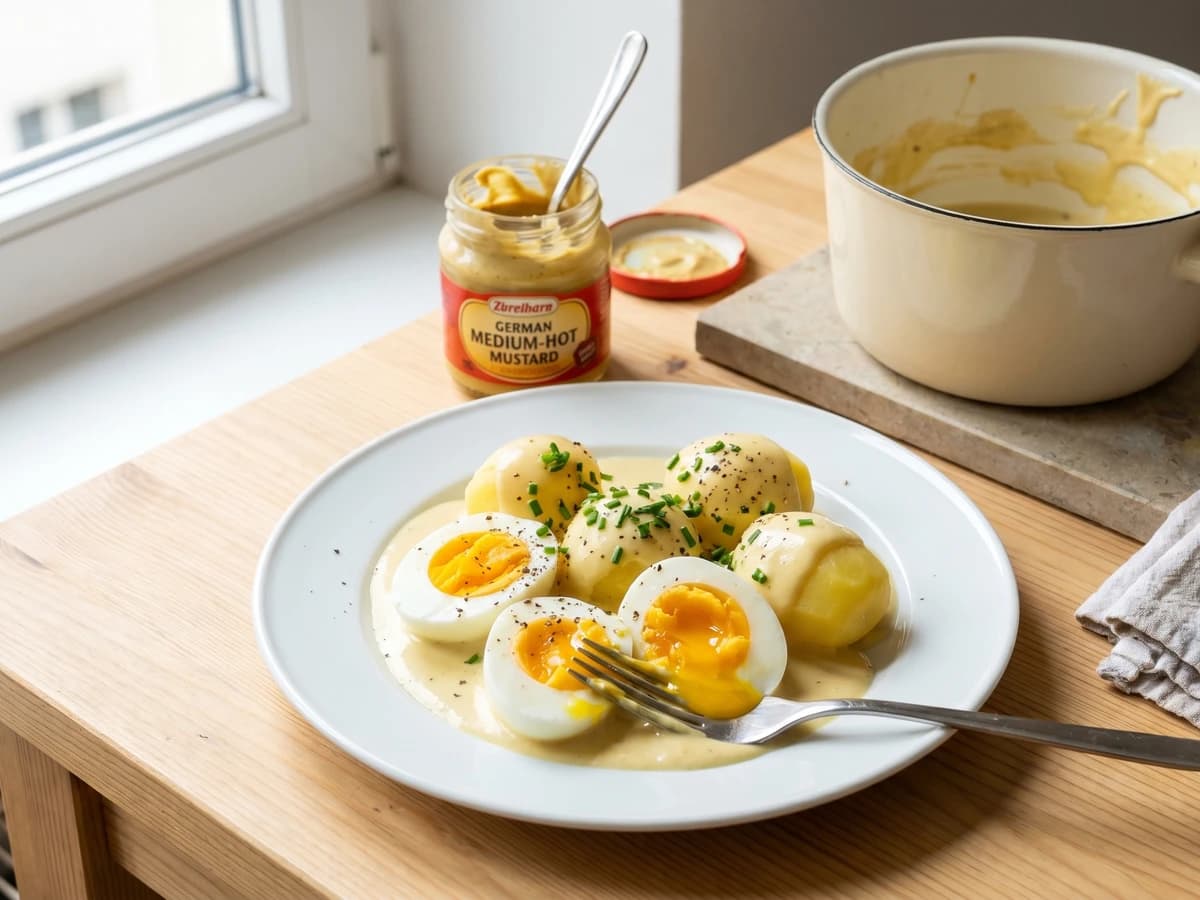 Eier in Senfsoße